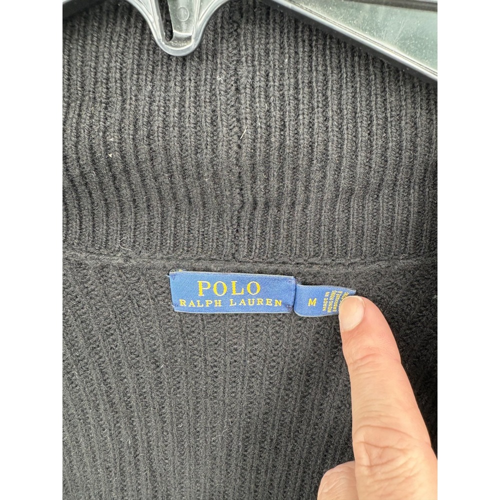 Polo Ralph Lauren Merino Wool Cashmere Ribbed Knit Open Front Cardigan Sweater M - Picture 4 of 6
